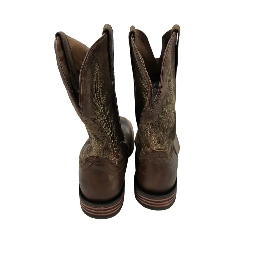 NWOT Ariat Pecan Brown Leather Ridin High Square Toe Western Boots Size 12